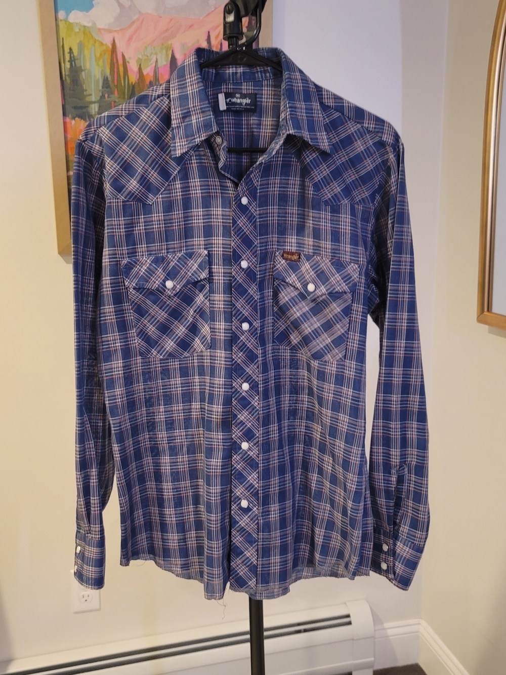Vintage WRANGLER 1980s Long Sleeve Western Snap Shirt Men's Size M